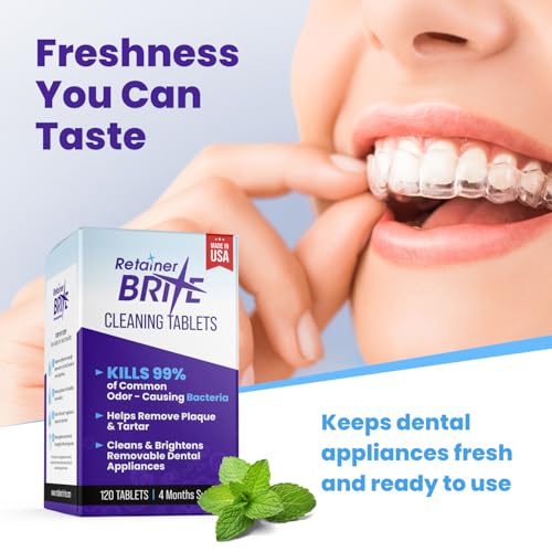 Retainer Brite - Tabletas Limpiadoras para Retenedores, Invisalign y Protectores Bucales. 120 Tabletas - Suministro para 4 Meses. Hecho en EE. UU. - imagen 7