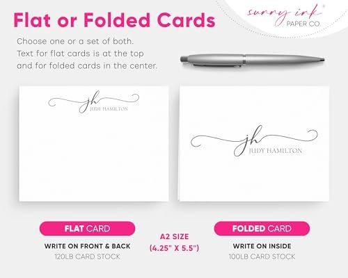 Tarjetas de Nota Personalizadas con Monograma de Sunny Ink Paper Co. - Papelería de Correspondencia Plana y Doblada - Notas de Agradecimiento - imagen 3