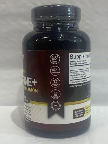 NutriFlair Berberina HCL Premium 1200mg, 120 Cápsulas - Con Canela de Ceilán Pura - Suplemento para el Sistema Inmunológico - Hecho en EE. UU. - imagen 7
