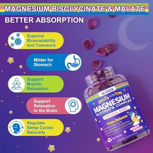 Gomitas de Magnesio Glicinato Sin Azúcar para Adultos y Niños 4+, Suplemento de 400/200mg con B6D3 y L-Teanina para Sueño y Relajación, 1 Paquete - imagen 7