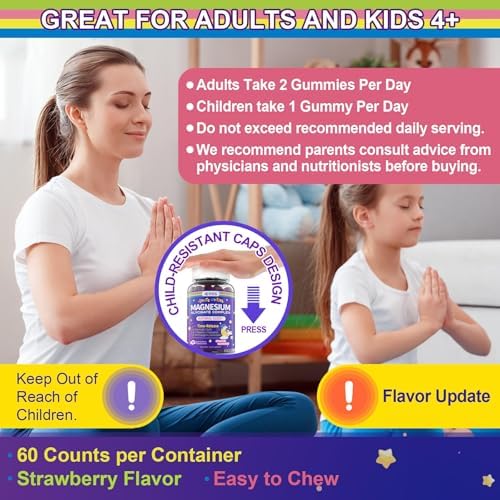 Gomitas de Magnesio Glicinato Sin Azúcar para Adultos y Niños 4+, Suplemento de 400/200mg con B6D3 y L-Teanina para Sueño y Relajación, 1 Paquete - imagen 8