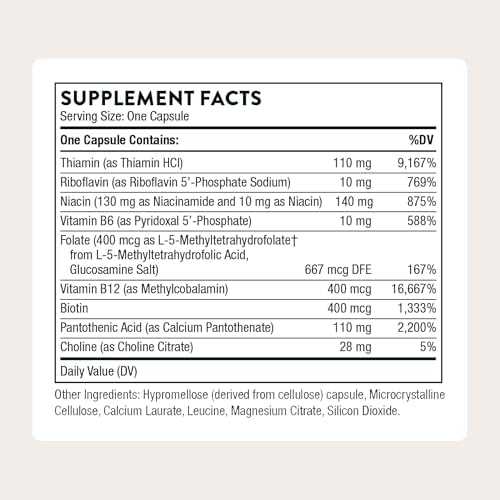THORNE - Suplemento Básico de Complejo B - Vitamina B Listo para Tejidos con Colina - Apoya la Energía Celular, Salud Cerebral y Formación de - imagen 2