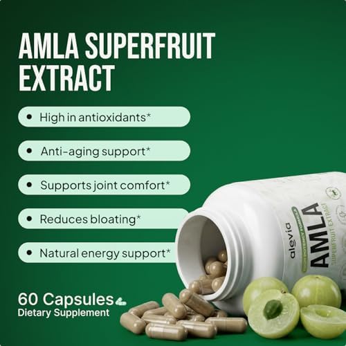 Cápsulas Orgánicas de Amla Alevia 1000mg – Suplemento de Grosella India – Polvo de Amla Orgánico para Antioxidantes, Energía y Digestión – Fórmula - imagen 2