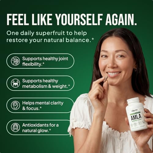 Cápsulas Orgánicas de Amla Alevia 1000mg – Suplemento de Grosella India – Polvo de Amla Orgánico para Antioxidantes, Energía y Digestión – Fórmula - imagen 3