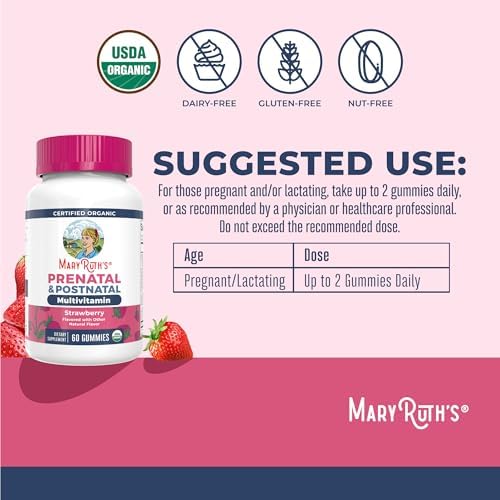Vitaminas Prenatales MARYRUTH'S Organics para Mujeres | Gomitas Orgánicas USDA | Vitaminas Postnatales para Lactancia | Methylfolate 800 mcg DFE | - imagen 3