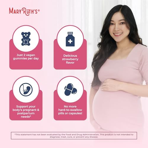 Vitaminas Prenatales MARYRUTH'S Organics para Mujeres | Gomitas Orgánicas USDA | Vitaminas Postnatales para Lactancia | Methylfolate 800 mcg DFE | - imagen 6