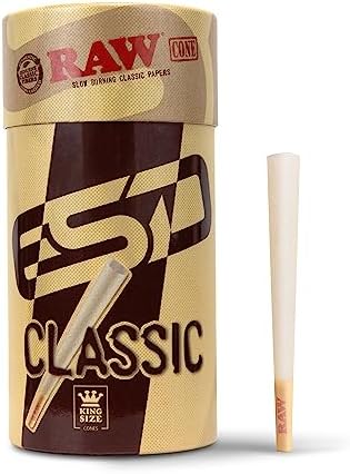 Conos RAW Clásicos King Size - Paquete de 100 - Papel Preenrollado de Larga Duración con Tips y Tubos de Empaque Incluidos - imagen 1