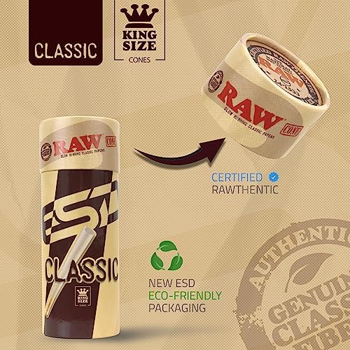 Conos RAW Clásicos King Size - Paquete de 100 - Papel Preenrollado de Larga Duración con Tips y Tubos de Empaque Incluidos - imagen 4