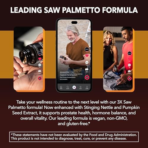 Suplemento de Saw Palmetto con Ortiga y Extracto de Semilla de Calabaza - Fórmula Avanzada 3X - Bloqueador de DHT, Salud Urinaria y Soporte - imagen 7