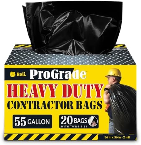 Bolsas de Basura Reli. para Contratistas de 55 Galones | 20 Bolsas | Resistente | Color Negro - imagen 1