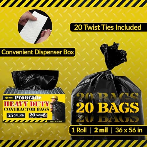 Bolsas de Basura Reli. para Contratistas de 55 Galones | 20 Bolsas | Resistente | Color Negro - imagen 2