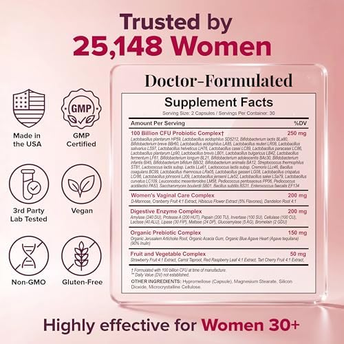 Probióticos Crudos para Mujeres Wholesome Wellness de Dr. Formulated, 100 Mil Millones CFUs, Cápsulas con Prebióticos y Enzimas Digestivas, - imagen 3