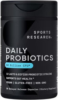 Probioticos Diarios Sports Research con Prebióticos, 60 Mil Millones CFU - Cápsulas Veganas para la Salud Digestiva - 30 Contenidos, Sin Gluten y No - imagen 1