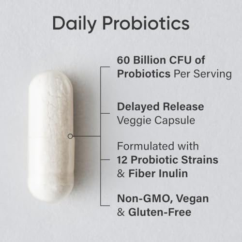 Probioticos Diarios Sports Research con Prebióticos, 60 Mil Millones CFU - Cápsulas Veganas para la Salud Digestiva - 30 Contenidos, Sin Gluten y No - imagen 2
