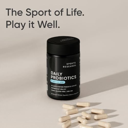 Probioticos Diarios Sports Research con Prebióticos, 60 Mil Millones CFU - Cápsulas Veganas para la Salud Digestiva - 30 Contenidos, Sin Gluten y No - imagen 7