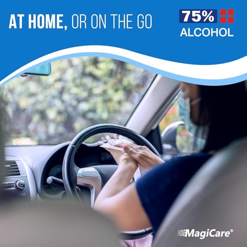 Toallitas de Alcohol MagiCare 75% Grandes (4 Paquetes de 80ct, 320ct) - Toallitas Desinfectantes Sin Fragancia para Manos - Viaje, Hogar, Oficina, - imagen 5