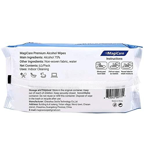 Toallitas de Alcohol MagiCare 75% Grandes (4 Paquetes de 80ct, 320ct) - Toallitas Desinfectantes Sin Fragancia para Manos - Viaje, Hogar, Oficina, - imagen 8