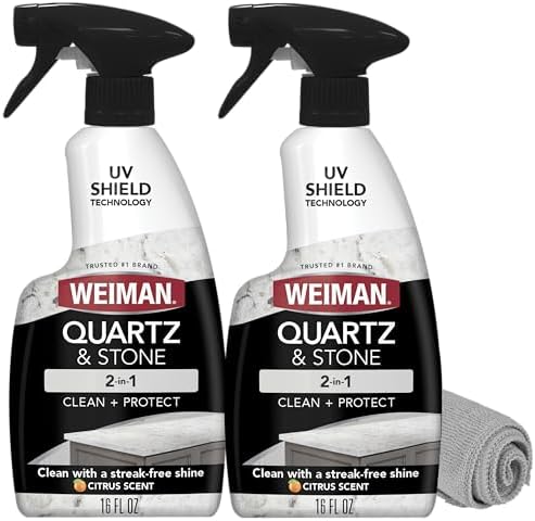 Limpiador y Pulidor de Encimeras de Cuarzo Weiman (Paquete de 2 con Toalla de Microfibra) - Brilla y Protege tus Superficies de Cuarzo y Piedra con - imagen 1