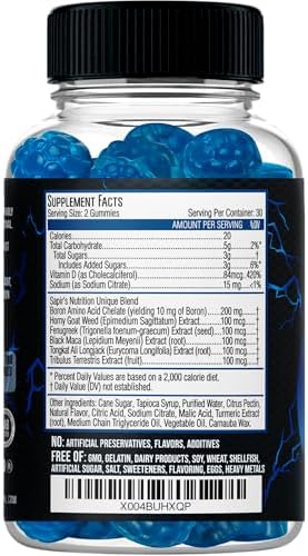 Gomitas Aumentadoras de Testosterona para Hombres, Suplemento Natural de Energía, Fuerza y Rendimiento, Sabor a Arándano - imagen 7