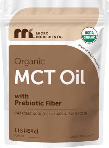 Micro Ingredients Polvo de Aceite MCT Orgánico con Fibra Prebiótica, 1 Libra (16 Onzas) | Aceite MCT C8 para Crema de Café | Sin OGM, Keto, Vegano - imagen 1