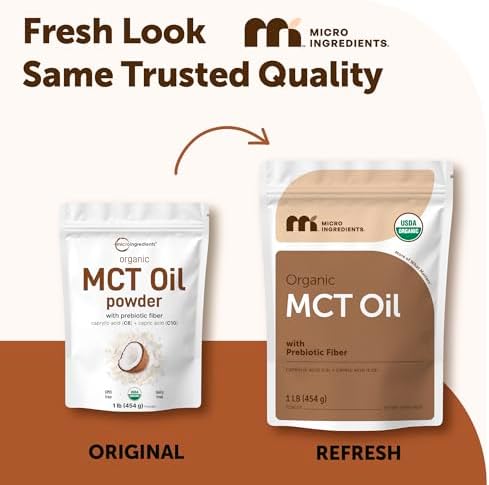 Micro Ingredients Polvo de Aceite MCT Orgánico con Fibra Prebiótica, 1 Libra (16 Onzas) | Aceite MCT C8 para Crema de Café | Sin OGM, Keto, Vegano - imagen 2