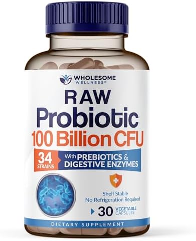 Probioticos Orgánicos Crudos Wholesome Wellness 100 Mil Millones CFU, Suplemento Completo para Adultos con Prebióticos y Enzimas Digestivas; 30 - imagen 1