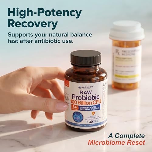 Probioticos Orgánicos Crudos Wholesome Wellness 100 Mil Millones CFU, Suplemento Completo para Adultos con Prebióticos y Enzimas Digestivas; 30 - imagen 7