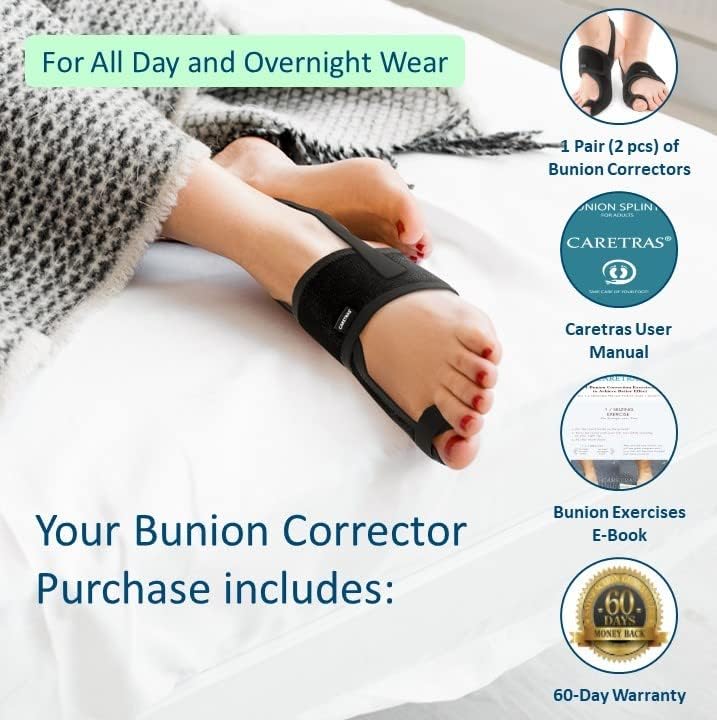 Caretras 2 Piezas Corrector de Juanetes para Mujeres y Hombres, Férula Ortopédica para Alivio del Dolor de Hallux Valgus, Separador de Dedos, Soporte - imagen 5