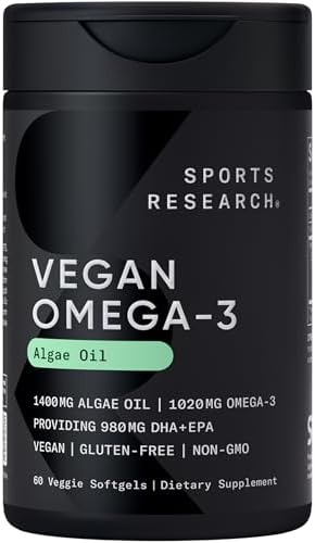 Sports Research Omega-3 Vegano Alternativa al Aceite de Pescado - Alto en DHA y EPA de Algas | No GMO y Certificado Vegano - 60 Cápsulas Veganas (Sin - imagen 1