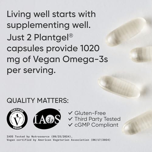 Sports Research Omega-3 Vegano Alternativa al Aceite de Pescado - Alto en DHA y EPA de Algas | No GMO y Certificado Vegano - 60 Cápsulas Veganas (Sin - imagen 3