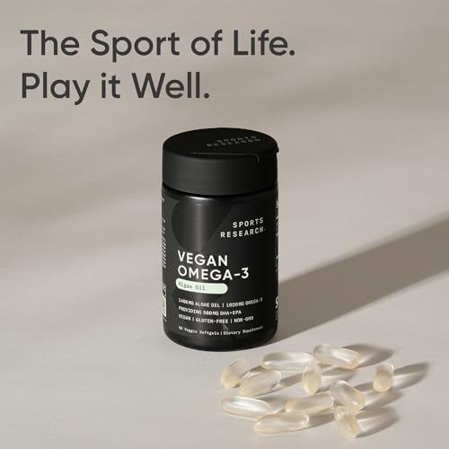 Sports Research Omega-3 Vegano Alternativa al Aceite de Pescado - Alto en DHA y EPA de Algas | No GMO y Certificado Vegano - 60 Cápsulas Veganas (Sin - imagen 6