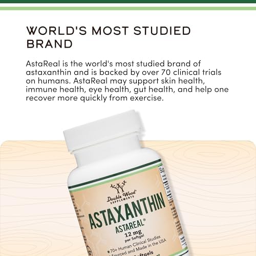 Astaxantina Triple Fuerza 12mg (Solo Astaxantina Patentada Astrareal con 70+ Ensayos Clínicos en Humanos) Cultivada y Hecha en EE. UU. por Double Wood - imagen 4
