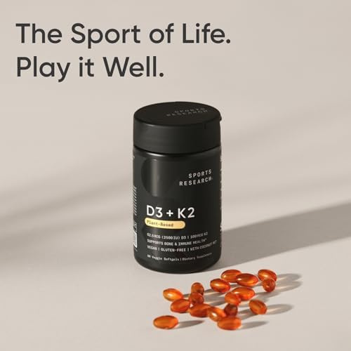 Vitaminas D3 + K2 de Sports Research® con Aceite de Coco - Vitamina D Vegana 2500iu (62.5mcg) y Vitamina K Mk7 100mcg para Huesos e Inmunidad - 60 - imagen 7