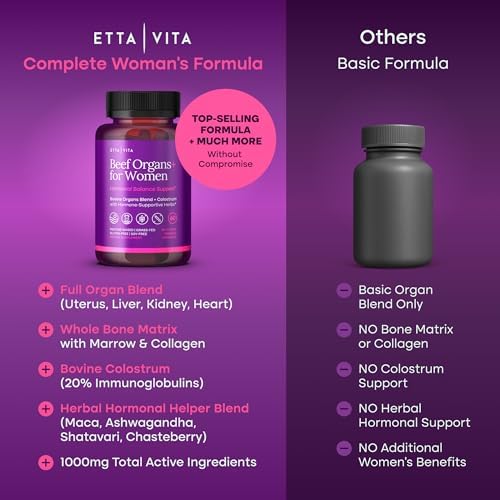 Suplemento de Órganos de Res Primal para Mujeres (Hecho en EE. UU.) con Shatavari, Maca, Ashwagandha y Vitex - Alimentado con Pasto para Utero, - imagen 3