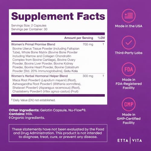 Suplemento de Órganos de Res Primal para Mujeres (Hecho en EE. UU.) con Shatavari, Maca, Ashwagandha y Vitex - Alimentado con Pasto para Utero, - imagen 4