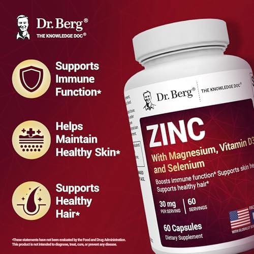 Suplemento de Zinc Dr. Berg 30mg con Magnesio, Vitamina D3, Selenio y Cobre - Zinc Quelado para Hombres y Mujeres - 60 Cápsulas para Inmunidad, Piel, - imagen 3