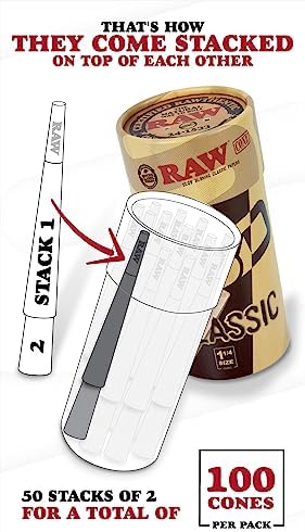 Conos Pre-enrollados RAW Classic 1-1/4 de Larga Duración - Paquete de 100 con Consejos y Tubos de Empaque Incluidos - imagen 2