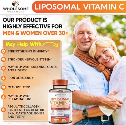 Cápsulas de Vitamina C Liposomal Wholesome Wellness (200 píldoras 1500mg) Alta Absorción, Refuerzo Inmunológico y de Colágeno, Soporte Inmunitario - imagen 3