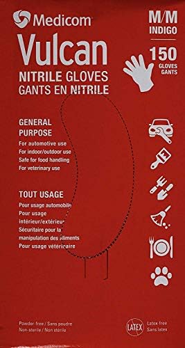 Guantes de Nitrilo Medicom Vulcan Sin Látex para Uso General Color Índigo 150 piezas, Talla Mediana - imagen 1