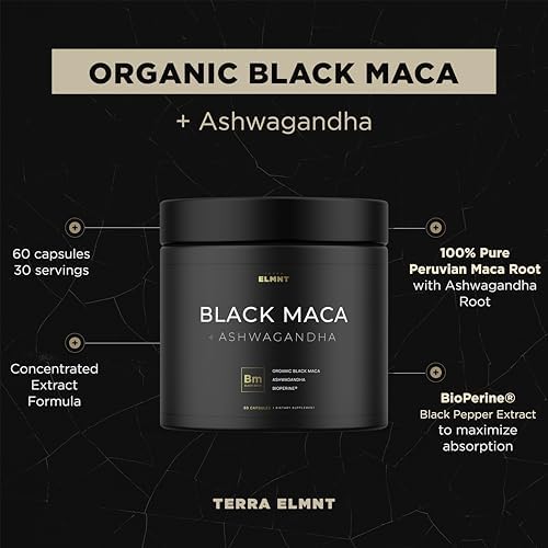 Cápsulas de Maca Negra Orgánica 40x con Ashwagandha - Suplemento para Hombres 40:1 - 100% Maca Peruana Gelatinizada en Polvo - imagen 6