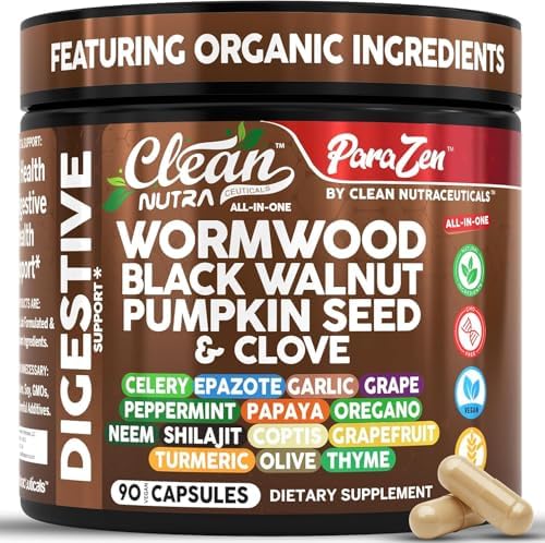 Suplemento Vegano de Cápsulas para la Salud Digestiva y Desintoxicación: Clean Nutra Aceite de Ajenjo, Nogal Negro, Semillas de Calabaza, Clavo, - imagen 1