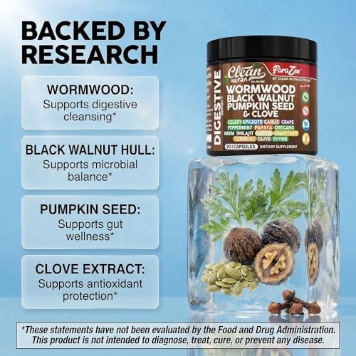 Suplemento Vegano de Cápsulas para la Salud Digestiva y Desintoxicación: Clean Nutra Aceite de Ajenjo, Nogal Negro, Semillas de Calabaza, Clavo, - imagen 3