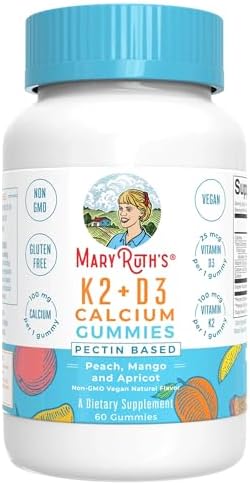Suplemento de Calcio MARYRUTH'S Organics con Vitamina D y K2, 60 Gomas Veganas, 2 Meses de Suministro, Apoya la Salud Ósea y Articular, Sin Gluten, - imagen 1