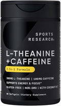 Suplemento de L-Theanina de Sports Research con Cafeína y Aceite MCT de Coco - Energía Enfocada, Alerta y Relajación Sin Somnolencia - 200mg - imagen 1
