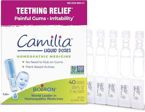 Boiron Camilia Gotas para Dentición - Alivio Diurno y Nocturno para Encías Doloridas y Irritabilidad en Bebés - 40 Gotero Líquidos en 8 Paquetes de 5 - imagen 1