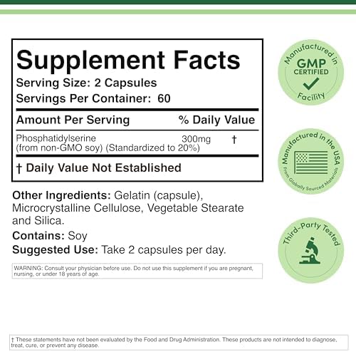 Suplemento de Fosfatidilserina 300mg por Porción, 120 Cápsulas (Complejo de Fosfatidilserina) de Double Wood - imagen 2