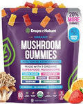 Gomitas Orgánicas Drops Of Nature con Melena de León y Ashwagandha – Mezcla de 8 Hongos (Frutas Mixtas, 80 Ositos) - imagen 1