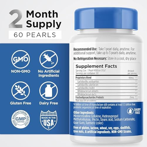 Probioticos Earth's Pearl para Mujeres, Hombres y Niños - Probioticos y Prebioticos en Forma de Perla con BIO-Tract®, 4 Mil Millones CFU, Apoyo - imagen 4