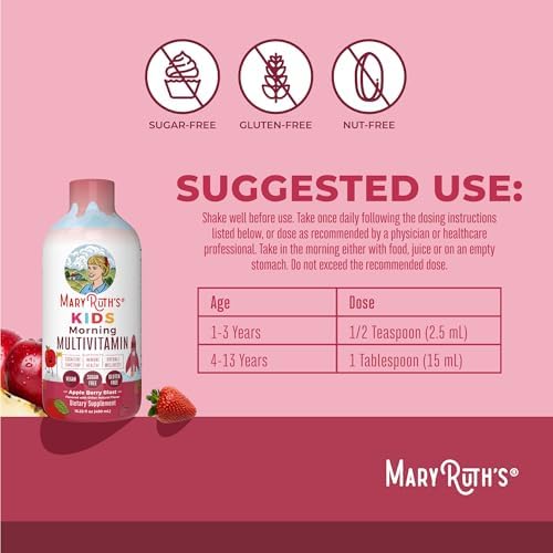 Multivitamínico Líquido para Niños MARYRUTH'S | Suplemento de Soporte Inmunológico | Vitamina C y D | Nutrientes Esenciales | Vegano | 15.22 fl oz - imagen 2