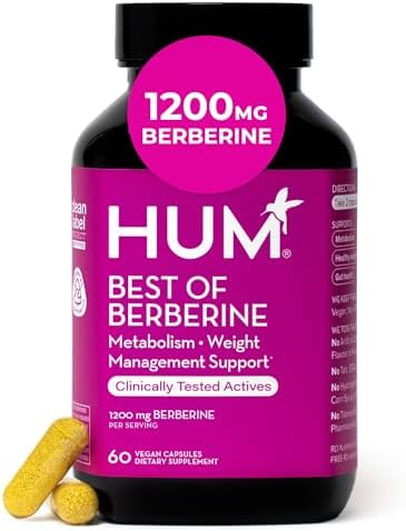 Suplemento HUM Berberina 1200mg, Potencia Pura para Bienestar Metabólico y Salud Digestiva, 60 Cápsulas con BioPerine para Máxima Absorción - imagen 1